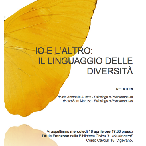 Vigevano: Alla biblioteca civica Mastronardi, &quot;Io e l'altro: il linguaggio delle diversità&quot;