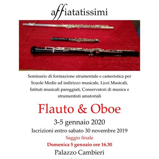 Mortara: &quot;Affiatatissimi!&quot; master class nazionale per strumenti a fiato