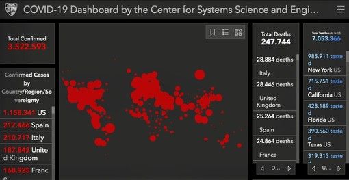 La diffusione del Coronavirus nel mondo aggiornato al 4 maggio