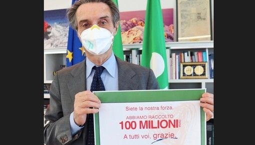 Coronavirus, il presidente Fontana: «Grazie alla generosità dei lombardi: cento milioni in donazioni»