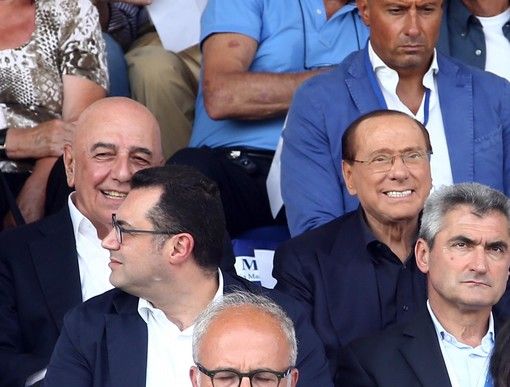 Berlusconi e Galliani in tribuna allo Speroni in occasione di Pro Patria-Monza