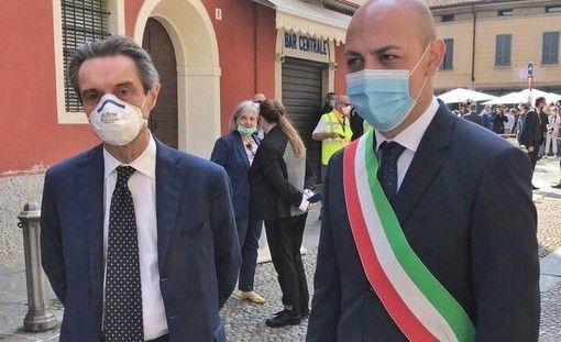 Attilio Fontana con il sindaco di Codogno, Francesco Passerini