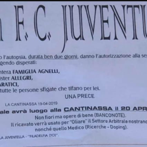 Juve, manifesti funebri per l'eliminazione dalla Champions