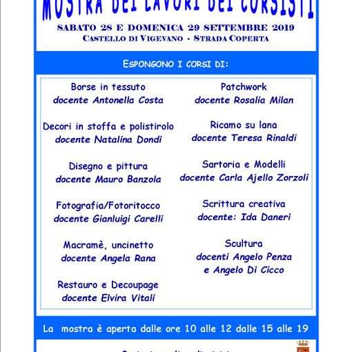 Vigevano: alla strada coperta saranno esposti i lavori dei corsisti di Unitre