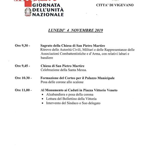 Vigevano: il programma delle celebrazioni per il 4 Novembre
