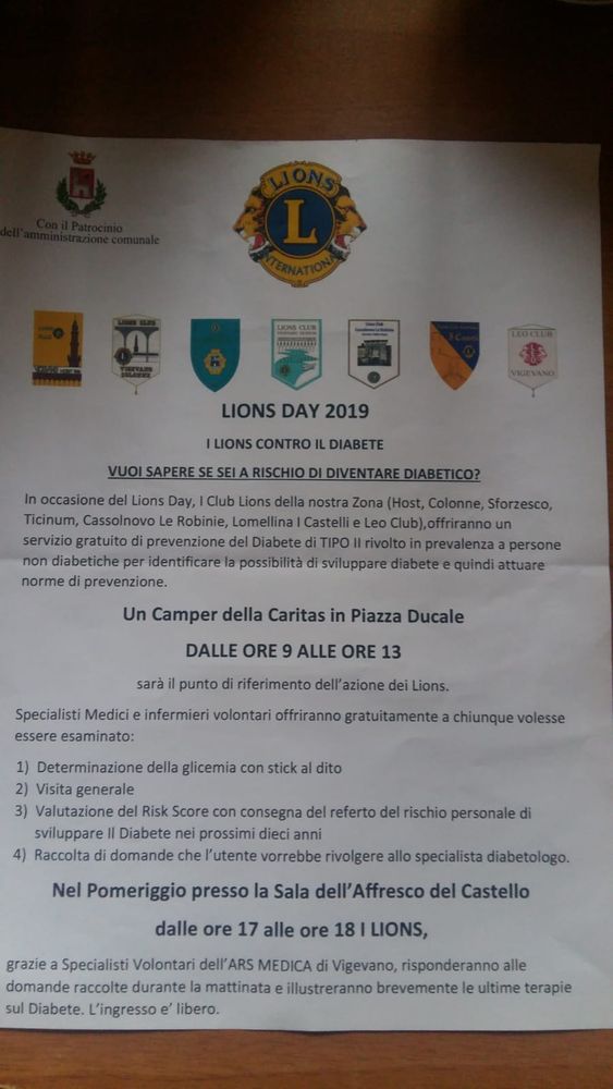 I Club Lions di Zona impegnati nella prevenzione del diabete