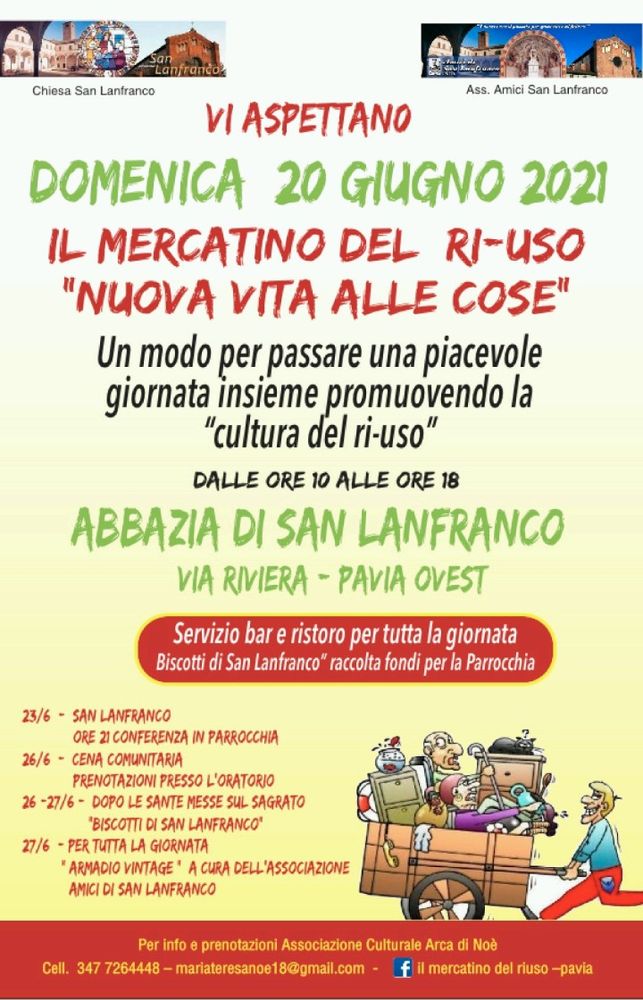 Torna a Pavia il Mercatino del Ri-Uso: domenica 20 giugno appuntamento all’Abbazia di San Lanfranco