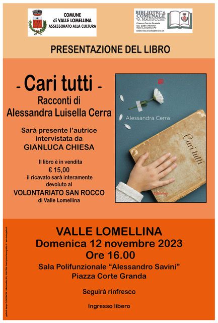 Valle: alla sala polifunzionale la presentazione del libro "Cari Tutti" Valle: alla sala polifunzionale la presentazione del libro "Cari Tutti"