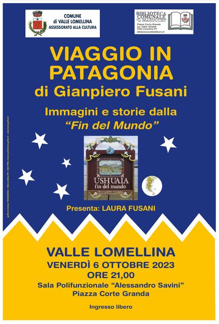 Valle: alla biblioteca comunale "Viaggio in Patagonia" di Gianpiero Fusani
