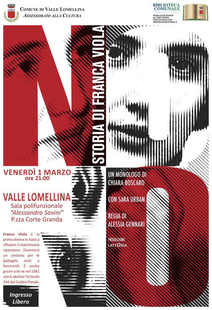 Valle: alla sala polifunzionale, "NO. Storia di Franca Viola" Valle: alla sala polifunzionale, "NO. Storia di Franca Viola"