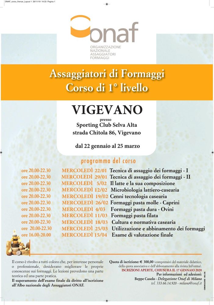 Vigevano: arriva un corso per aspiranti assaggiatori di formaggi