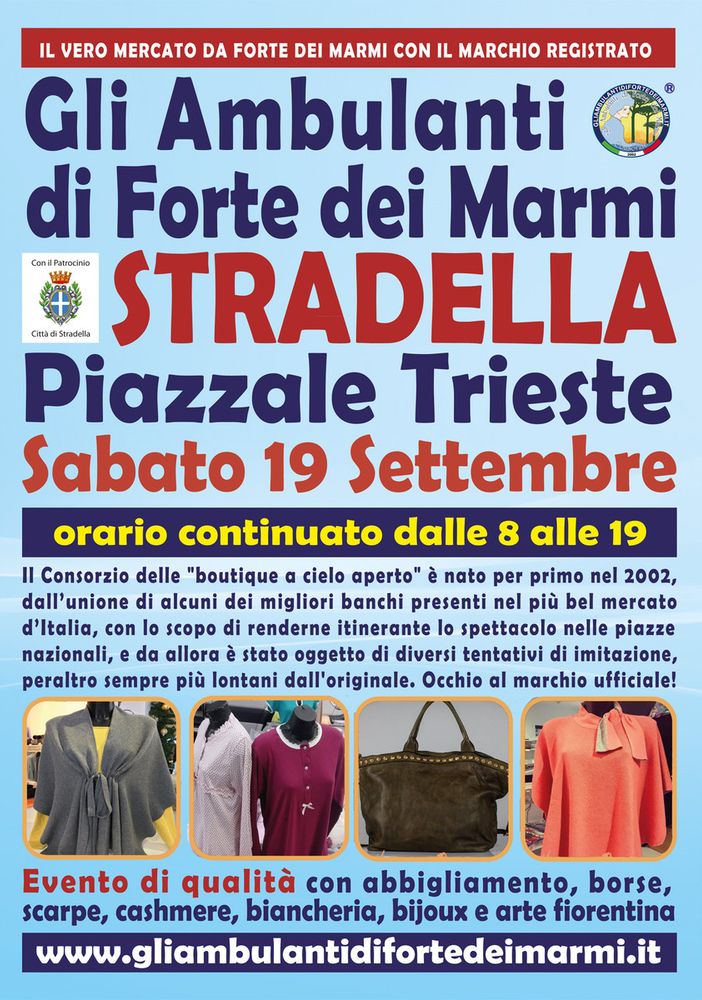 &quot;Gli Ambulanti di Forte dei Marmi” a Stradella sabato 19 settembre