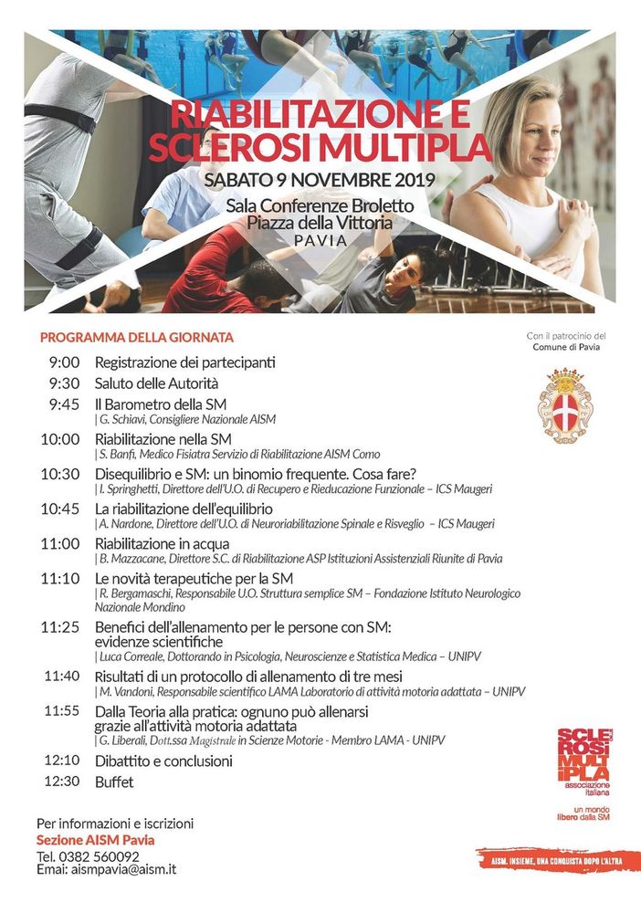 Pavia, la sala conferenze del Broletto ospiterà un convegno su riabilitazione e sclerosi multipla