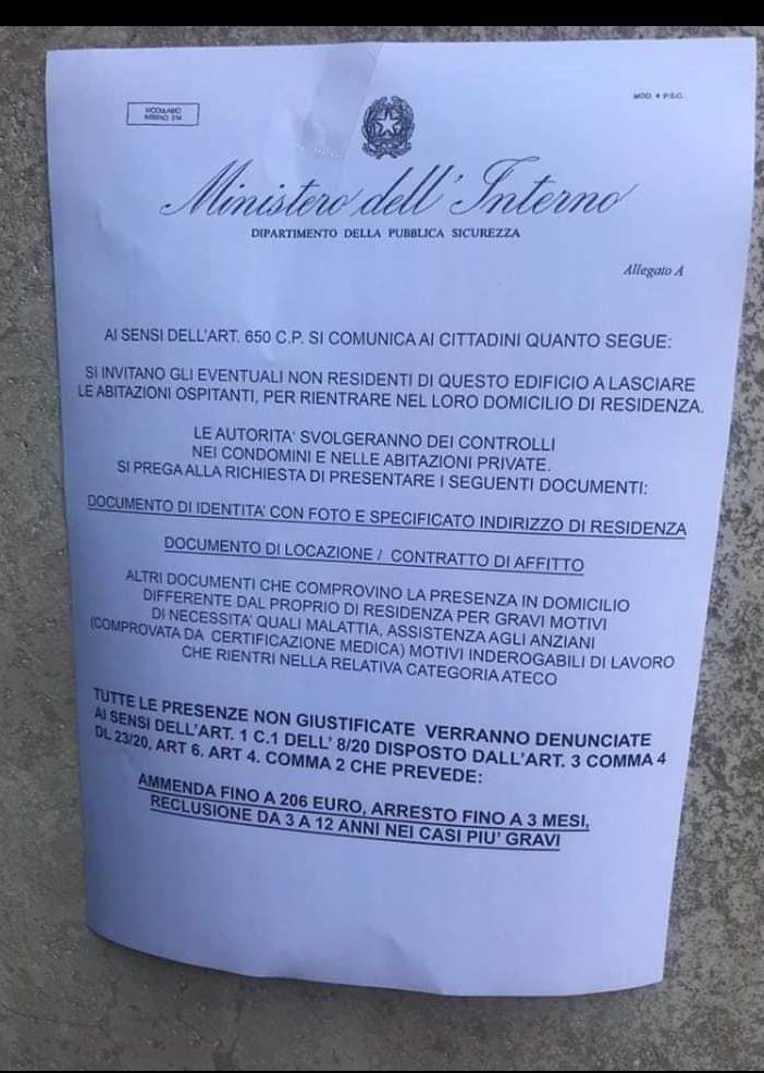 Il volantino apparso in queste ore a Pavia e Sannazzaro