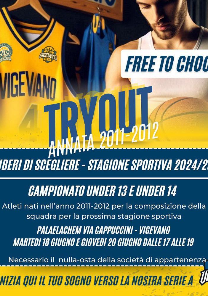 Venite a giocare con Vigevano 1955! Le date dei provini under 13, under 14, under 17 e under 19
