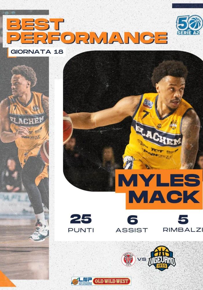 Basket serie A2, Mack &quot;best performance&quot; della Lega Nazionale Pallacanestro per la 18a giornata di campionato