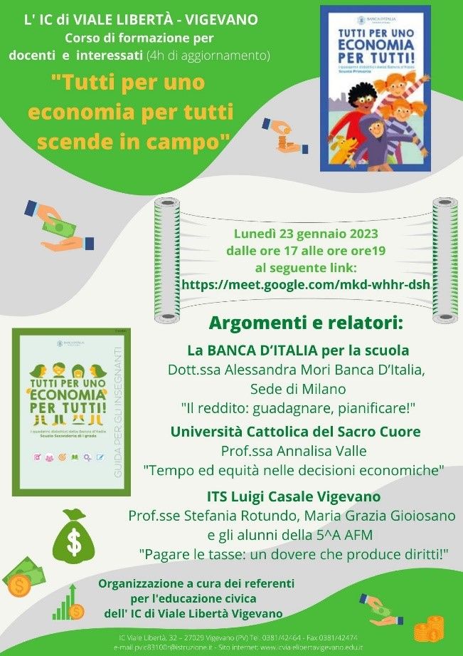 Vigevano: &quot;Tutti per uno economia per tutti&quot; scende in campo all’istituto comprensivo di viale Libertà