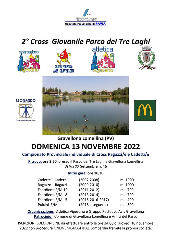 Atletica Vigevano: è tutto pronto per  le 3 campestri in programma a novembre