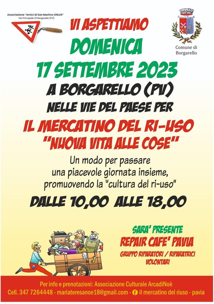 L’economia circolare torna a Borgarello: domenica 17 Settembre appuntamento con il Mercatino del Ri-Uso