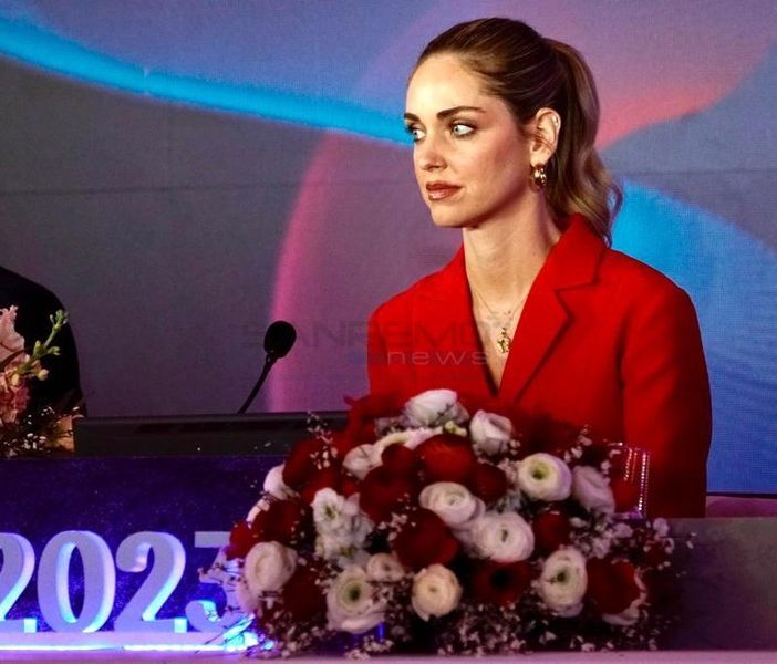 Chiara Ferragni in sala stampa al Casinò di Sanremo