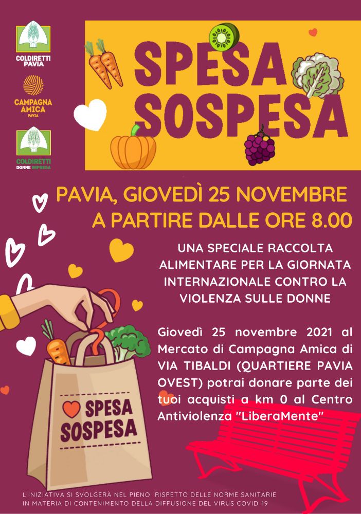 Violenza sulle donne, una “spesa sospesa” al mercato di Campagna Amica a Pavia