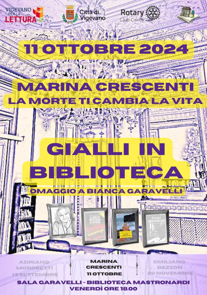Vigevano, alla Sala Garavelli della biblioteca Mastronardi il romanzo &quot;La morte ti cambia la vita&quot; di Marina Crescenti
