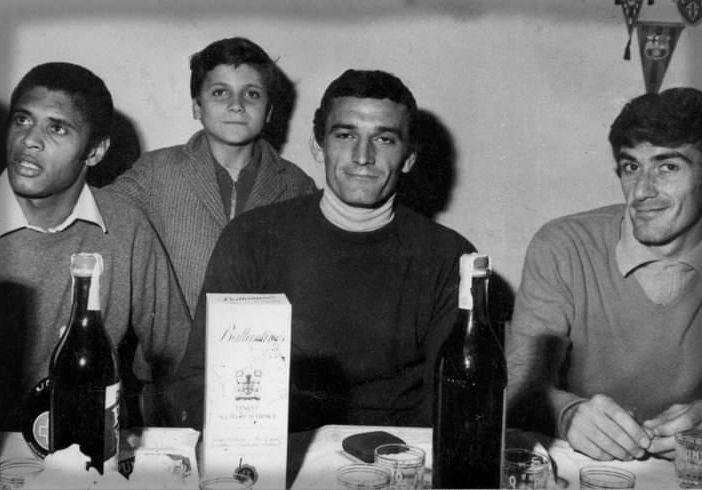 Da sinistra Nenè, Gigi Riva e Beppe Tomasini