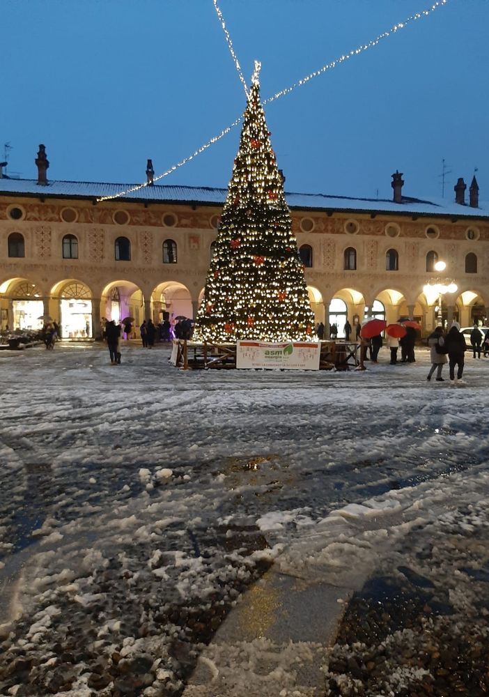 - (FOTOGALLERY) - Vigevano: le immagini della neve in piazza Ducale e nelle vie del centro