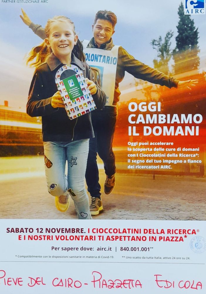 Tornano anche a Pieve del Cairo i Cioccolatini della Ricerca di Fondazione Airc