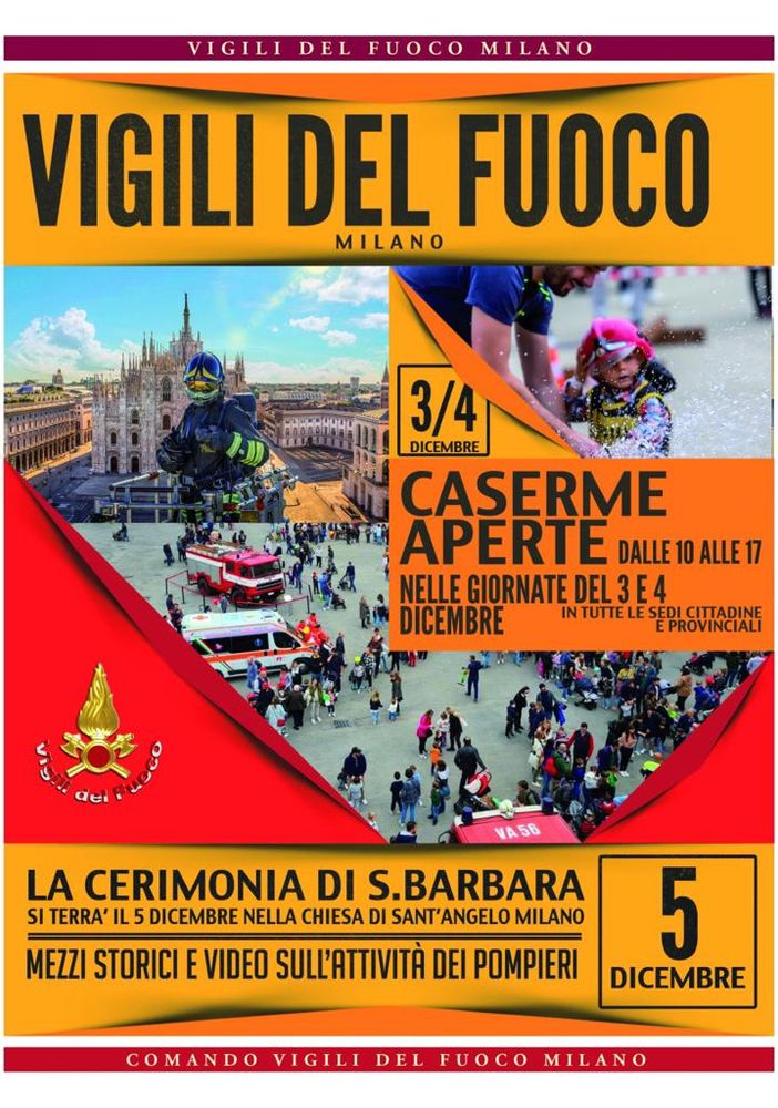 Ricorrenza di Santa Barbara: caserme dei Vigili del Fuoco di Magenta, Corbetta, Inveruno e Abbiategrasso aperte al pubblico