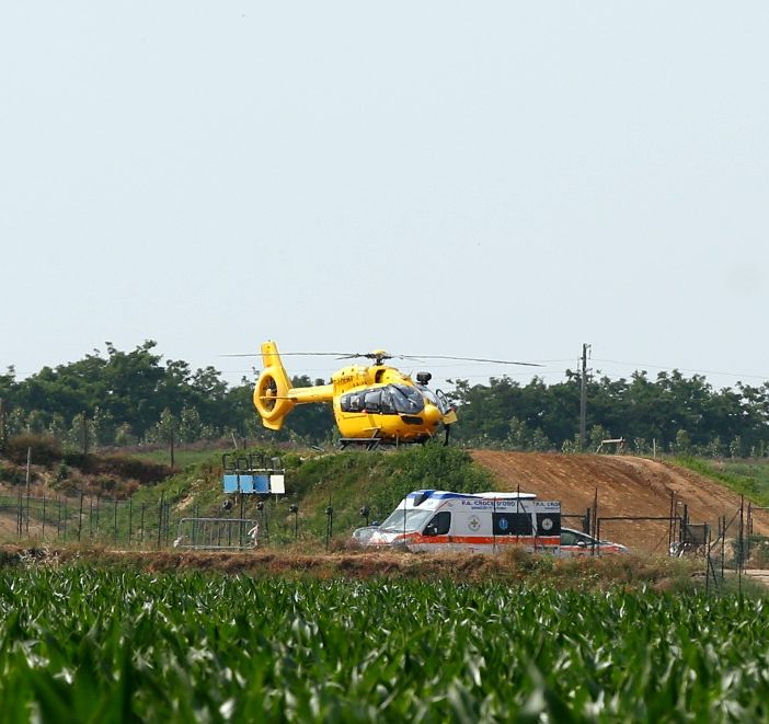 L'elisoccorso atterrato sulla pista di Ottobiano