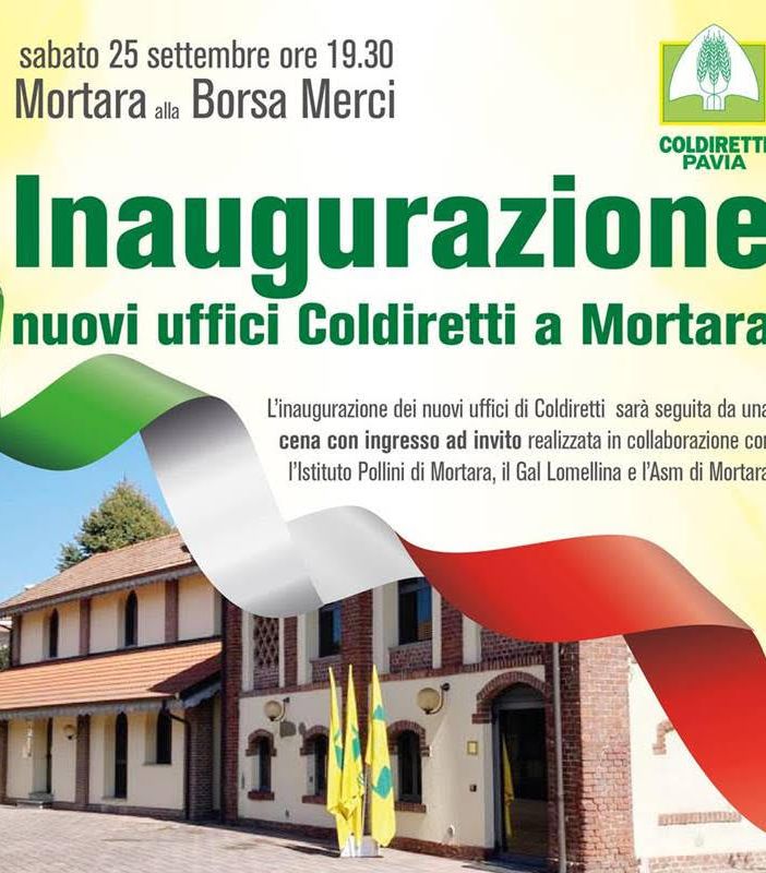 Mortara, sabato l’inaugurazione dei nuovi uffici Coldiretti
