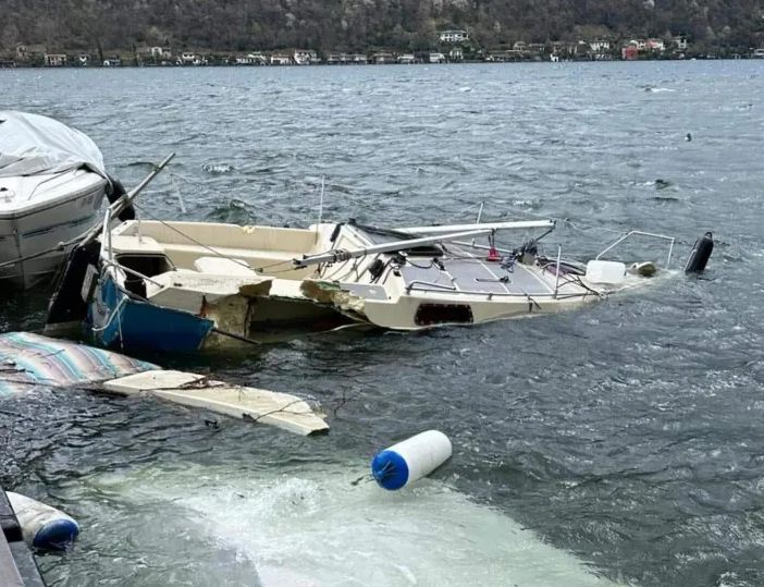 Vento a 90 km/h, 4 imbarcazioni affondano nel lago di Lugano