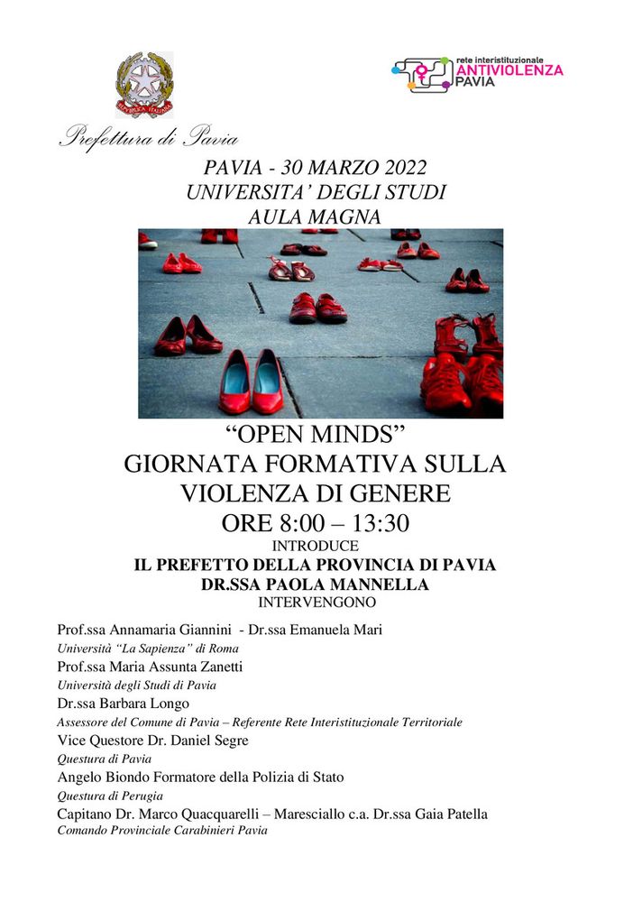 Pavia: “Open minds” giornata formativa sulla violenza di genere
