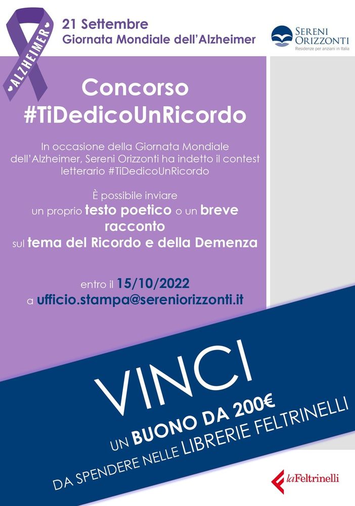 Sereni Orizzonti: Concorso Letterario #TiDedicoUnRicordo