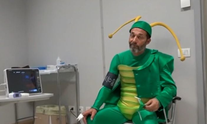 Max Laudadio, nei panni del Cicalotto, in ospedale