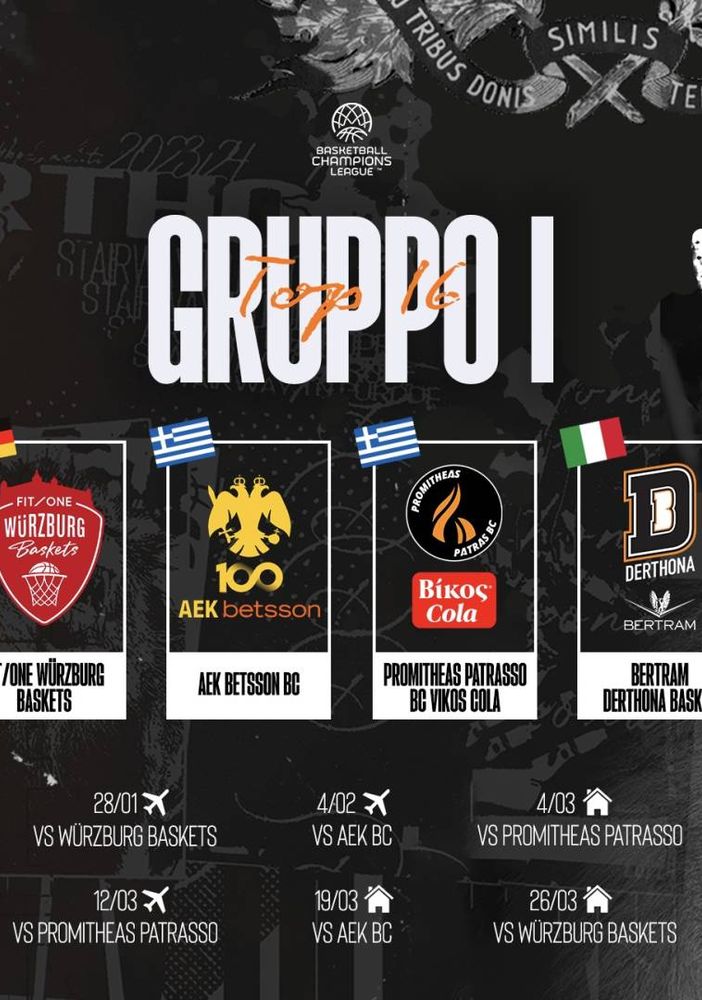 Basket, avversarie e calendario della Bertram Derthona nel round of 16 della Bcl: a Würzburg il debutto nella seconda fase a gironi