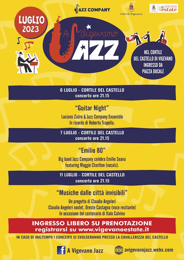 Dal 6 all’11 luglio la settima edizione  di “A Vigevano Jazz” con Emilio Soana, Luciano Zadro,  la Big Band Jazz Company e Claudio Angeleri