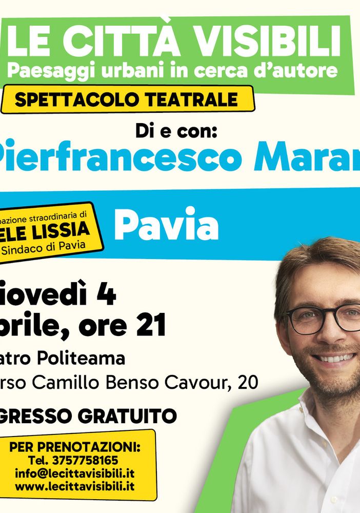 Pavia, al Politeama arriva il tour “Le città visibili, a teatro”