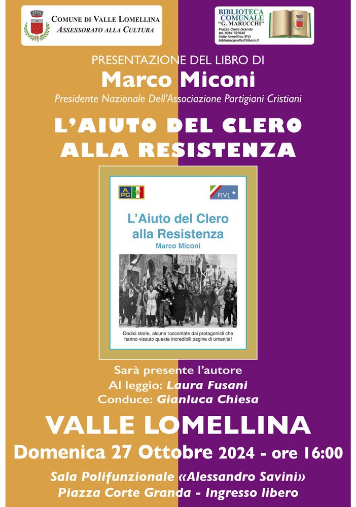 Valle: alla biblioteca &quot;Marucchi&quot; la presentazione del libro &quot;L'aiuto del Clero alla Resistenza&quot;