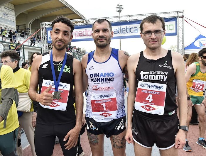 Il podio maschile della Scarpadoro Half Marathon 2023