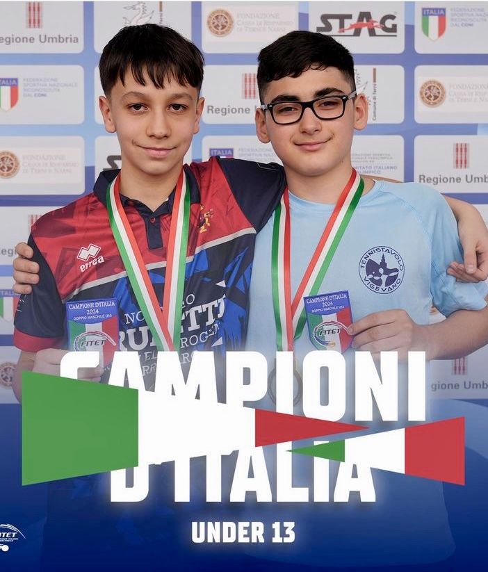 Tennistavolo campionati italiani giovanili, Gabriel Deleraico piazza il colpaccio anche nel doppio maschile U13