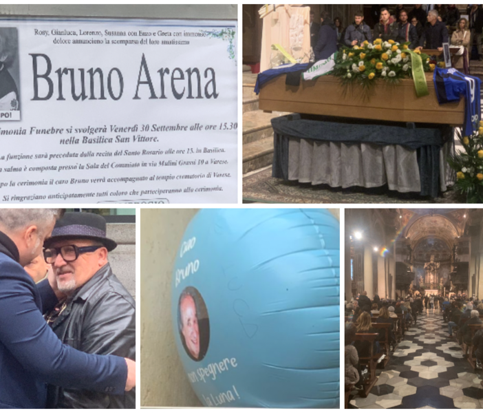 VIDEO. L'ultimo abbraccio di Varese a Bruno Arena. L'amico Max Cavallari: «Ora lui è lassù con i grandi, ma lo sento sempre con me»
