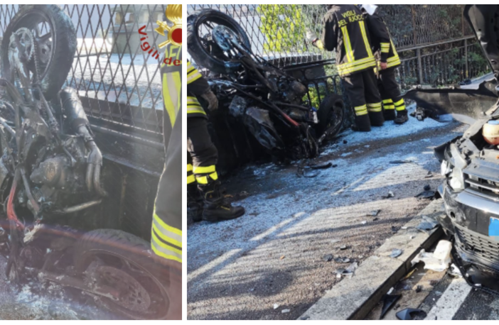 I mezzi coinvolti dopo l'incidente