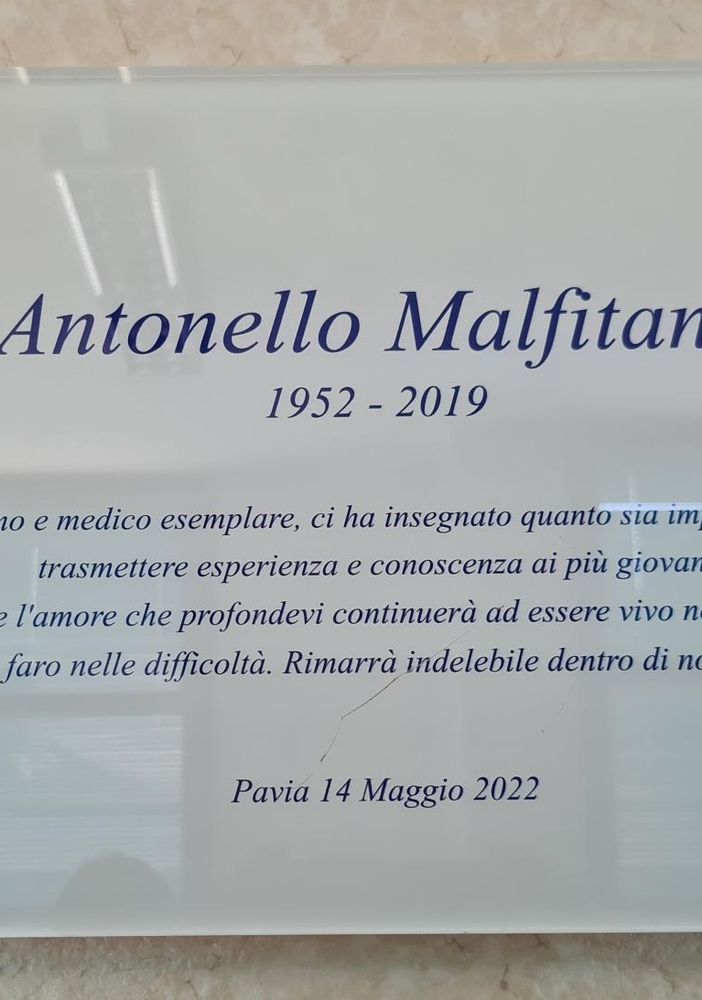 Pavia: al San Matteo posata una targa in ricordo dell'infettivologo Antonello Malfitano