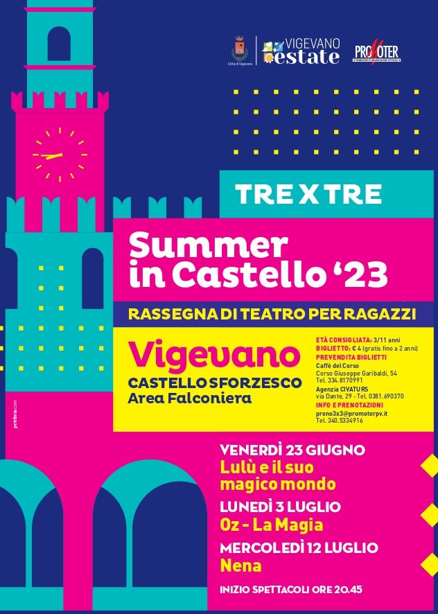Vigevano: torna la rassegna teatro ragazzi 3x3, estate in Castello 2023
