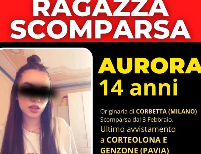 Aurora, 14 anni, scomparsa dal 3 febbraio. E’ originaria di Corbetta