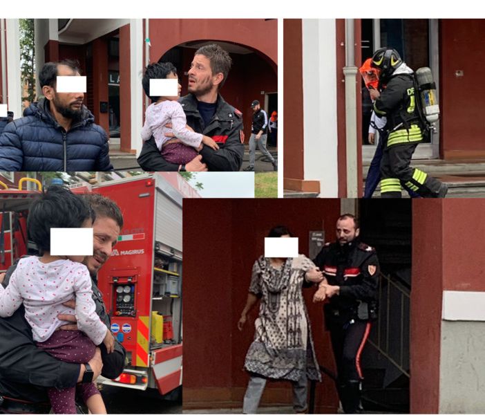 FOTO. Il rogo, la paura e quella bimba tra le braccia del carabiniere: «Grazie, siete degli eroi»