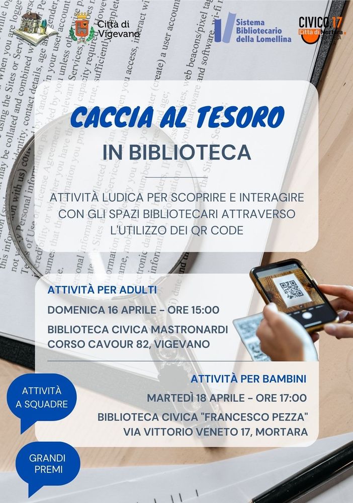 Vigevano: caccia al tesoro in biblioteca Mastronardi