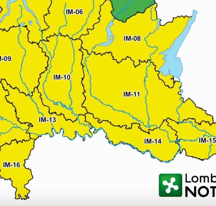 Lombardia, allerta meteo giallo sino a mezzanotte